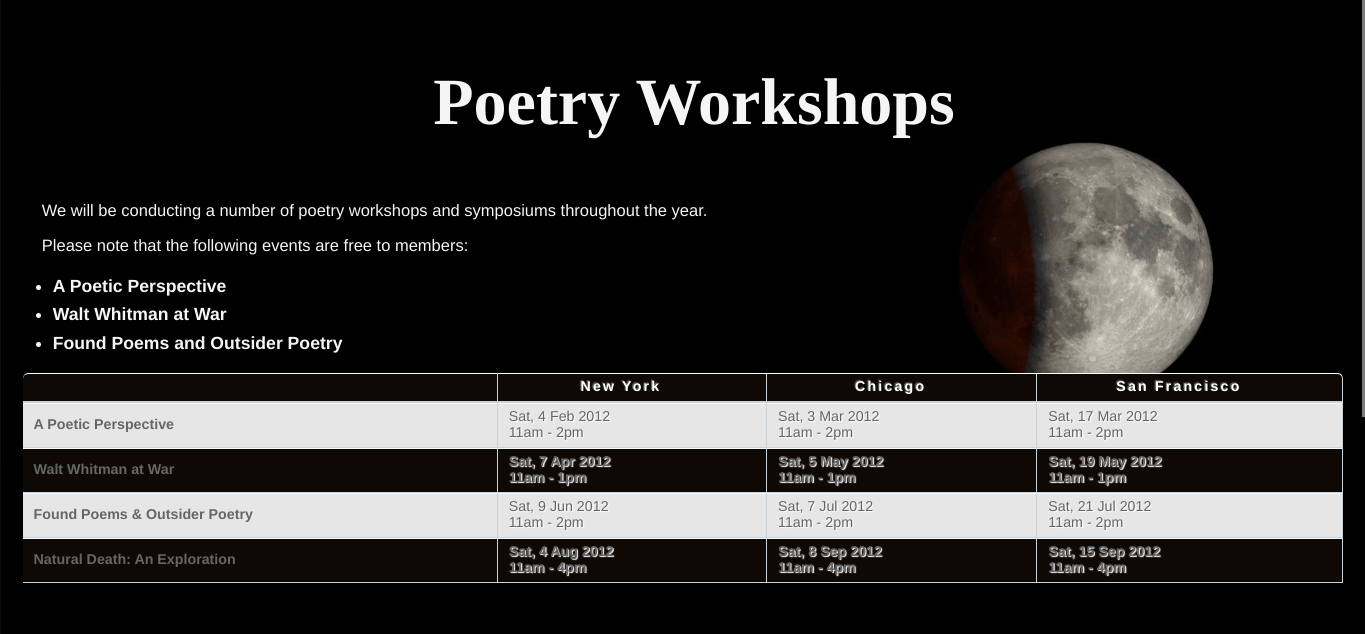 Poetry Schedule Website Flexible